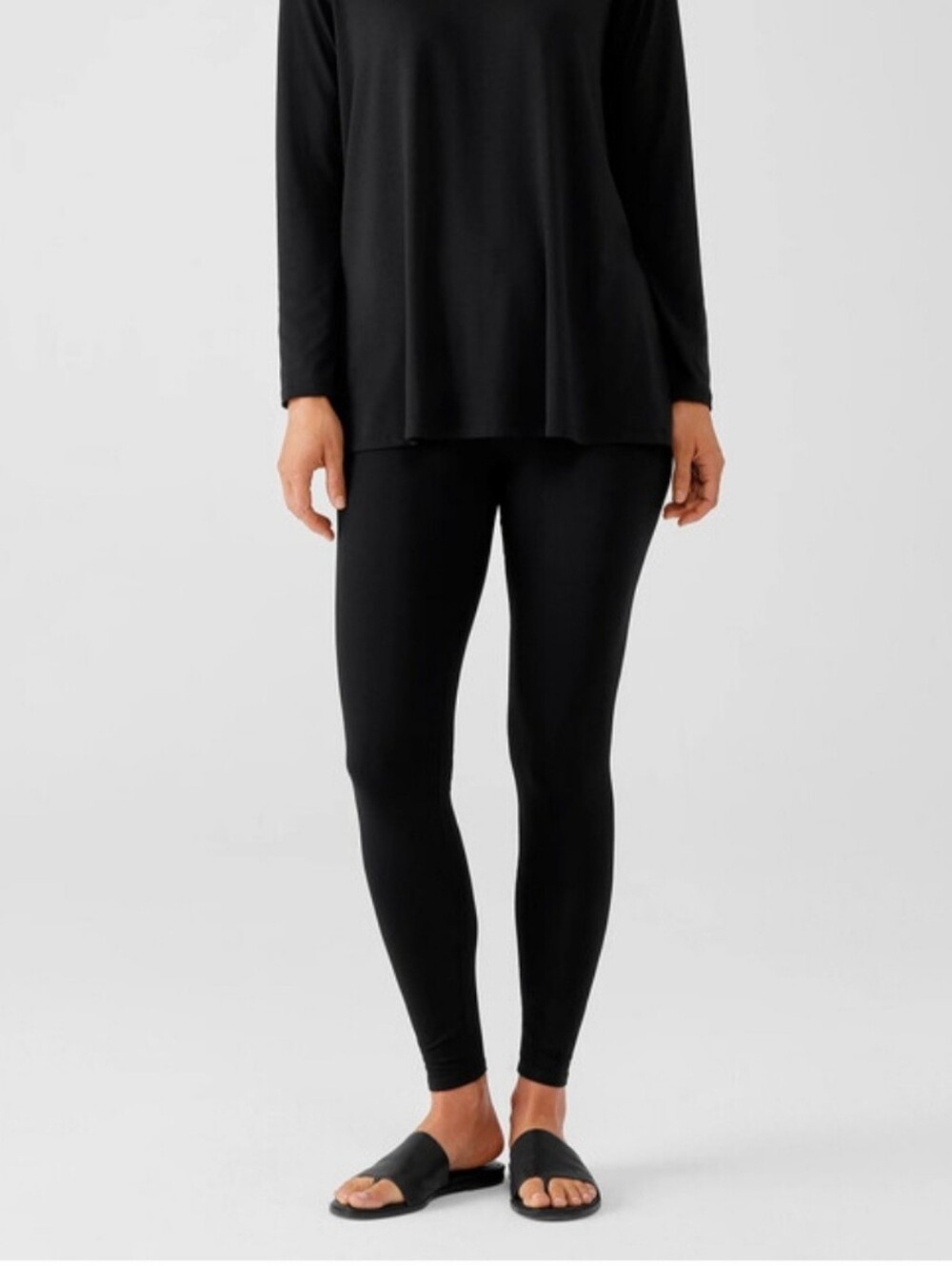 Eileen Fisher Black Viscose Jersey Ankle Leggings Size Small